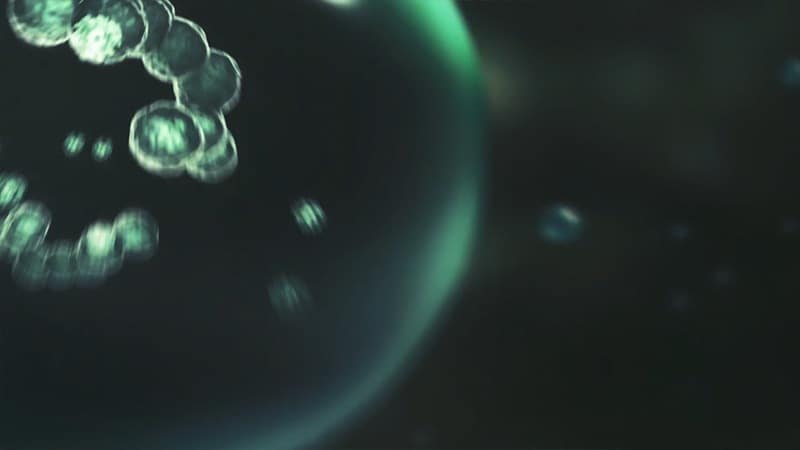 simulated image of a virus inside a droplet
